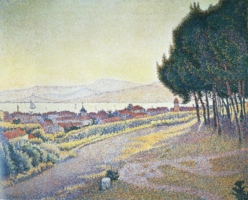 town at sunset saint tropez, Paul Signac